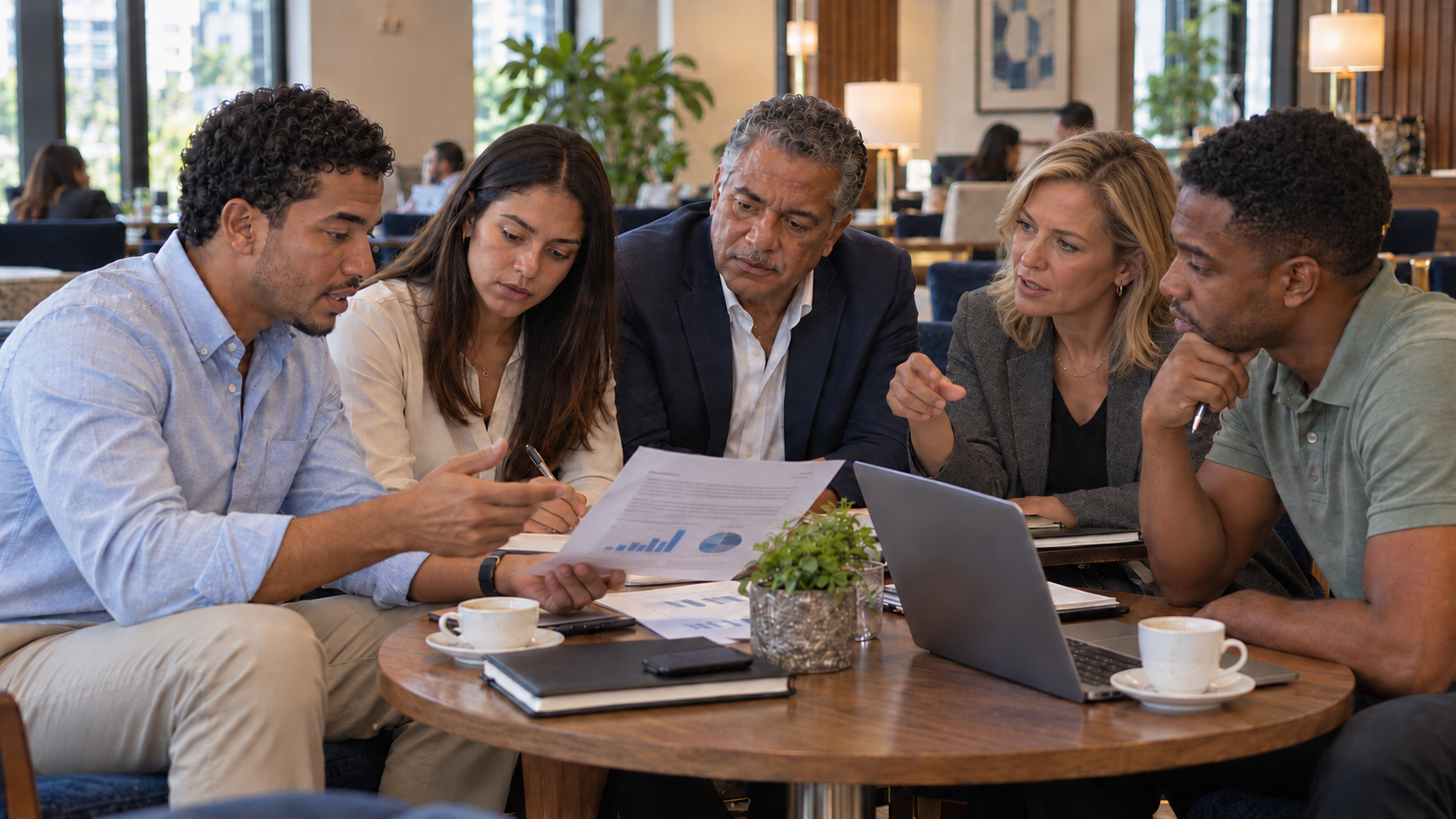 Profesionales conversando sobre un proyecto